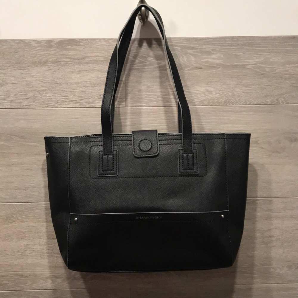 New B.makowsky Black Saffiano leather bag